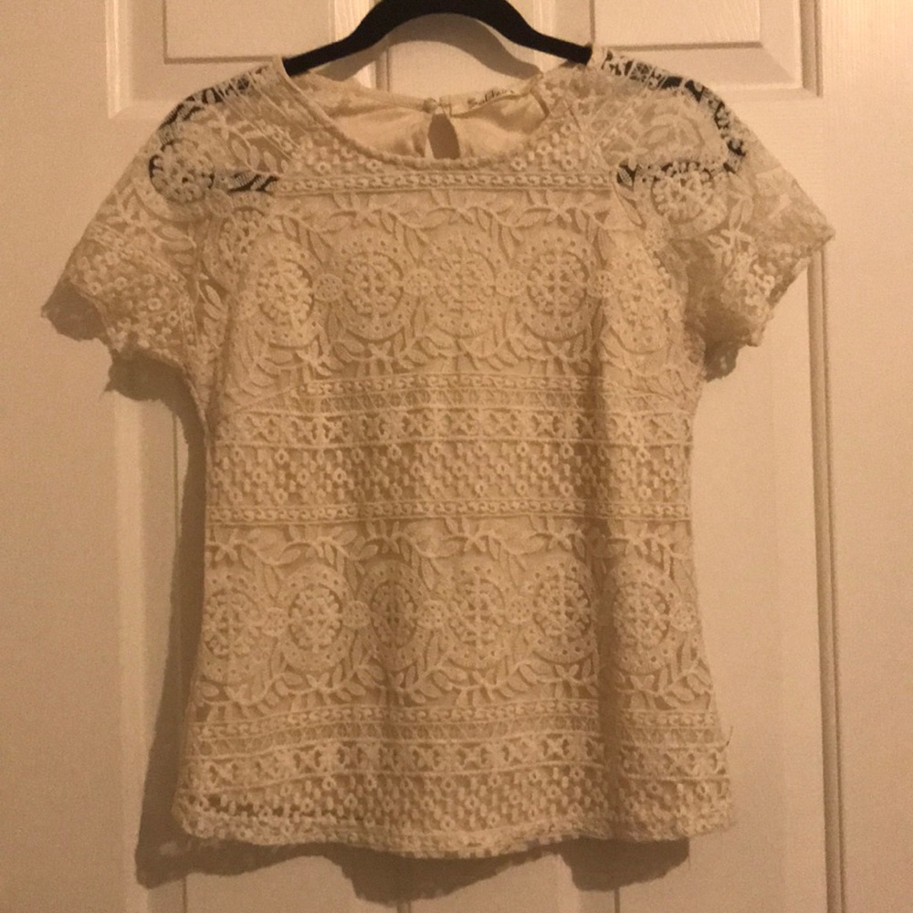 Beige short sleeve blouse